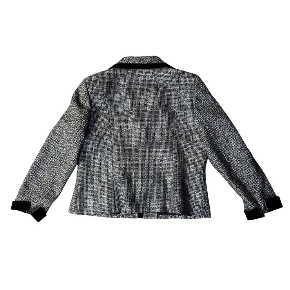 Evan-Picone Blazer Jacket Womens 12P Used Gray Black Trim Lined Petite - Picture 4 of 16